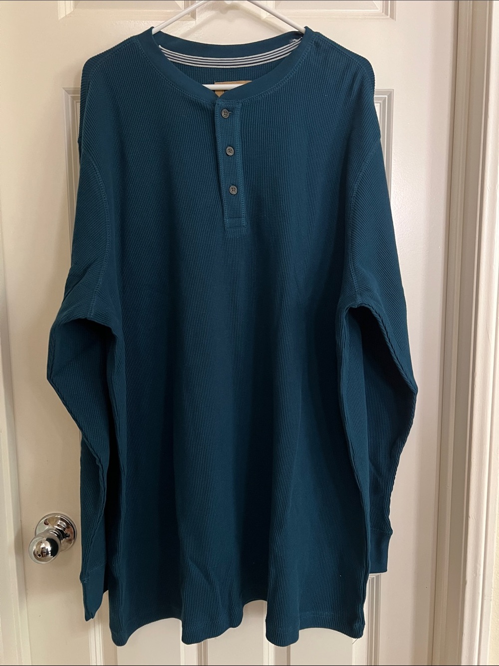 The Foundry Supply Co. Teal Waffle Henley Long-Sleeve